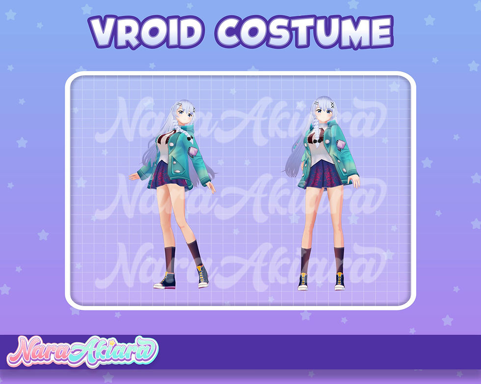 섬네일: Embrace 3D Vroid Clothes Blue Raincoat Ensembles for Your Model
