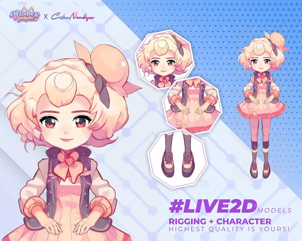 Cute Loli Anime Girl Live2D VTuber Model with Pink Hair for Streams