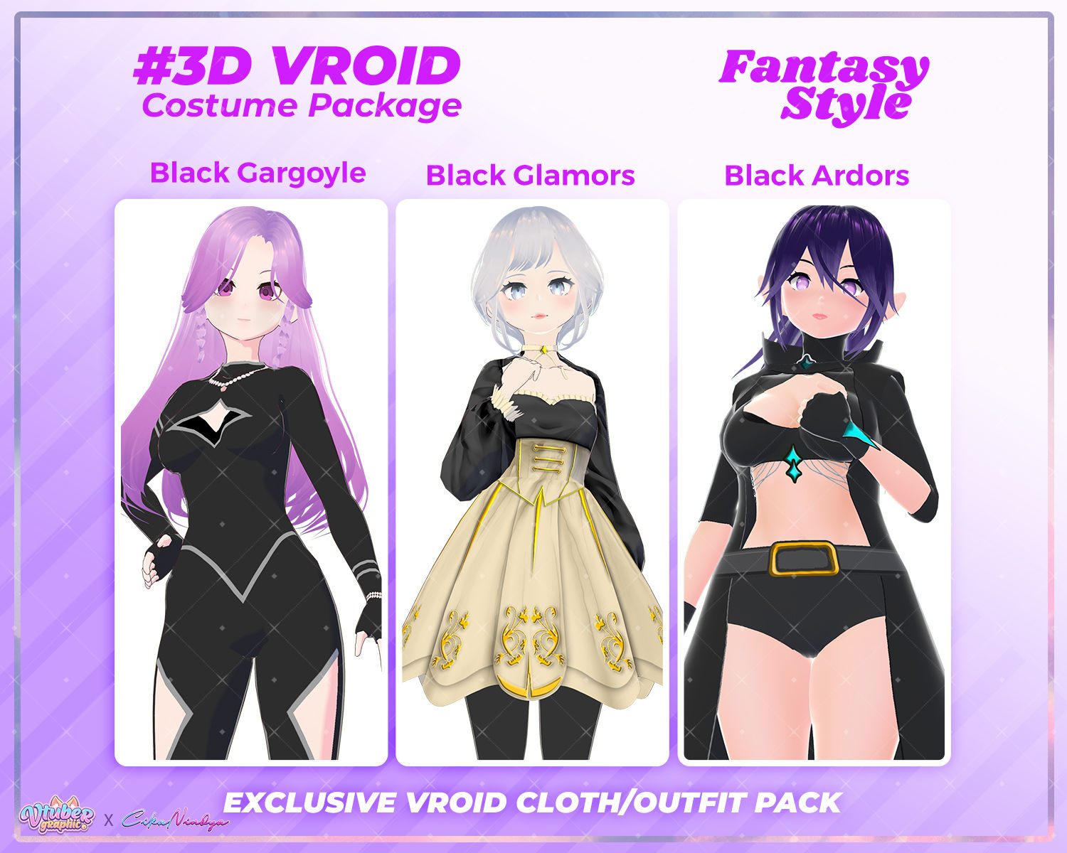 Elegant Fantasy Style 3D VRoid Outfit Pack for Avatar Customization