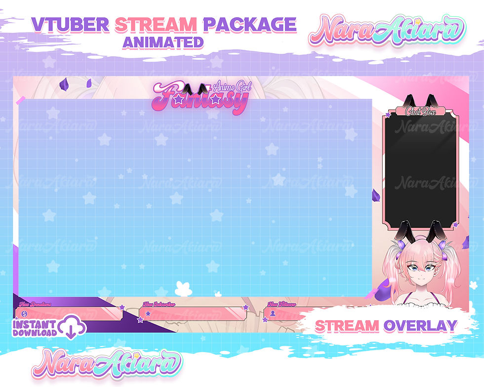 Thumbnail: Enchanted Elements Anime Girl Fantasy Overlay Stream Package