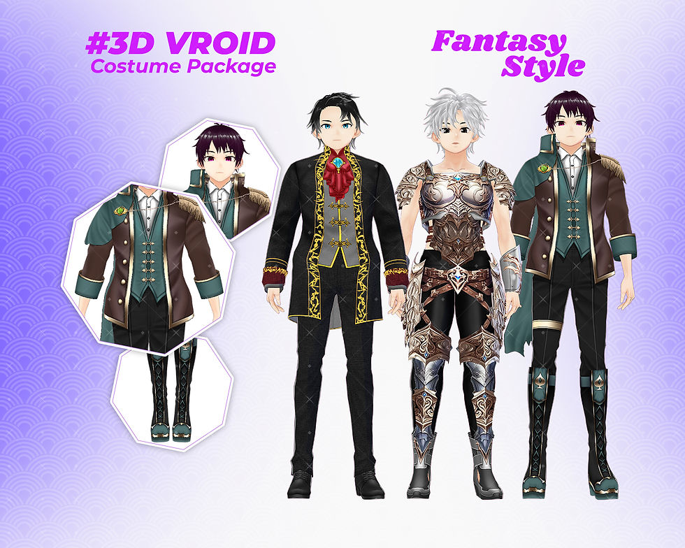 サムネイル： Heroic Fantasy Male Outfit Pack for 3D VRoid Models – Stylish Avatar Design