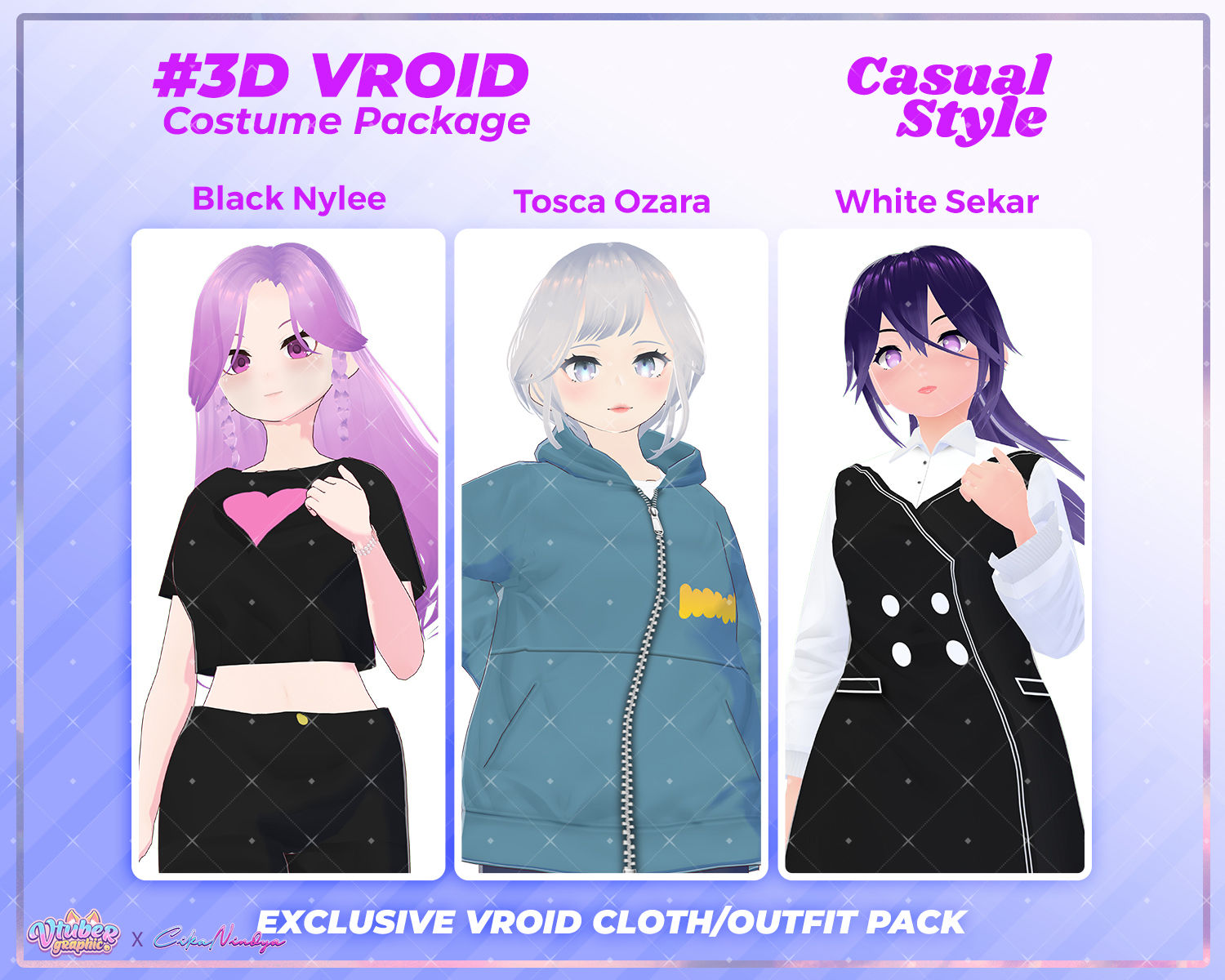 Relaxed Casual Outfit 3D VRoid Clothes Pack for Everyday Wear