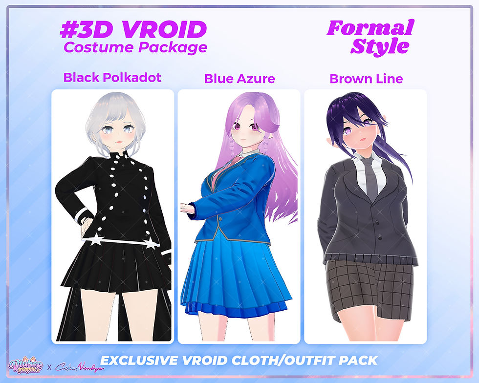 3D VRoid Clothes Pack: Royal Elegance, A Sophisticated Formal Dress Collection