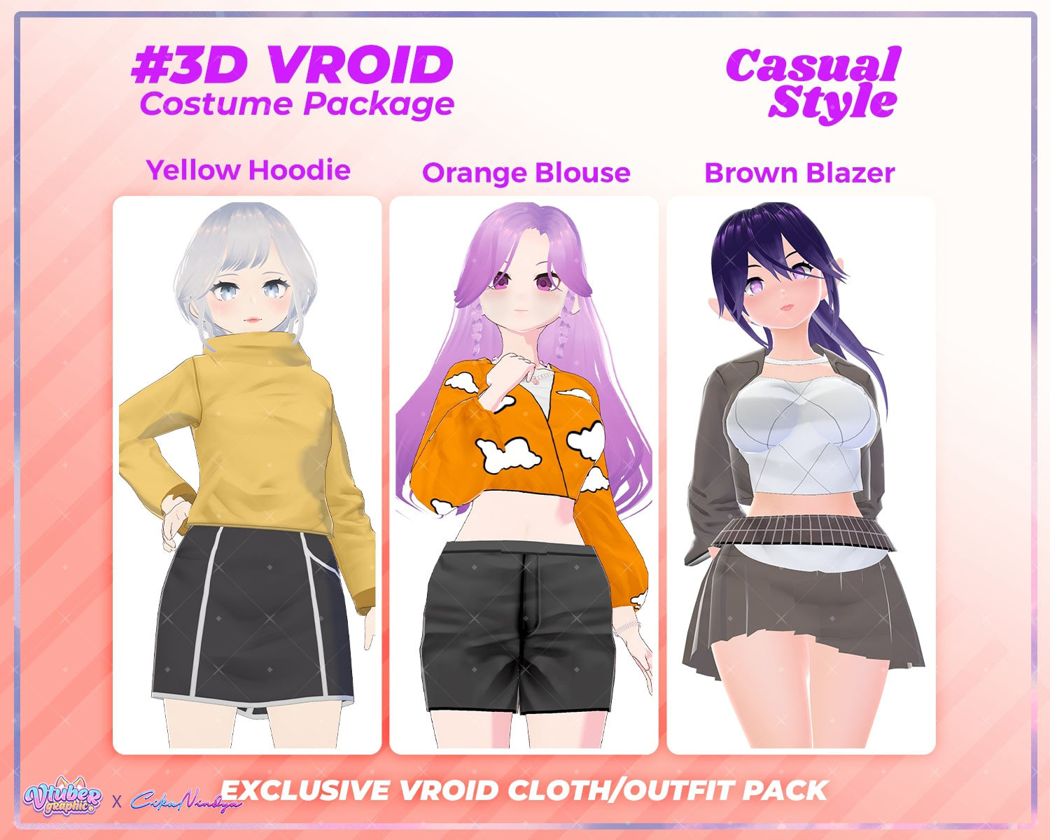 Stylish Daily Wear 3D VRoid Casual Clothes Pack for Virtual Models