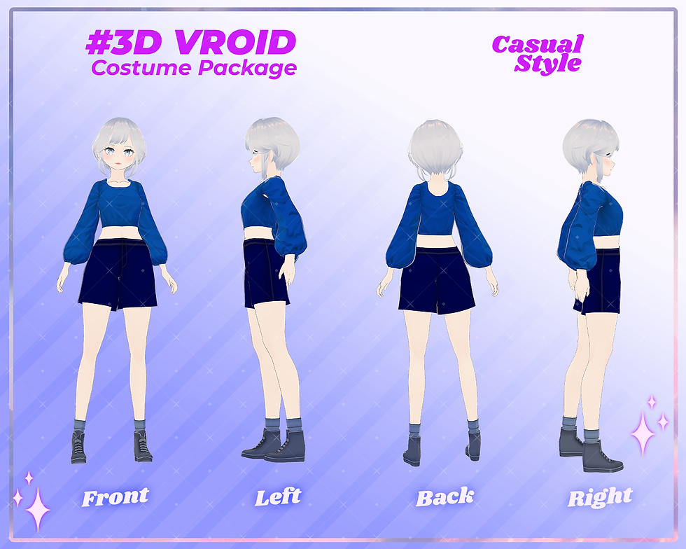 Thumbnail: Fresh 3D VRoid Casual Outfit Set for Creative VTuber Characters