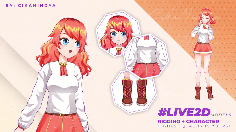 Thumbnail: Charming Red School Girl Live2D VTuber - Perfect for Streamers