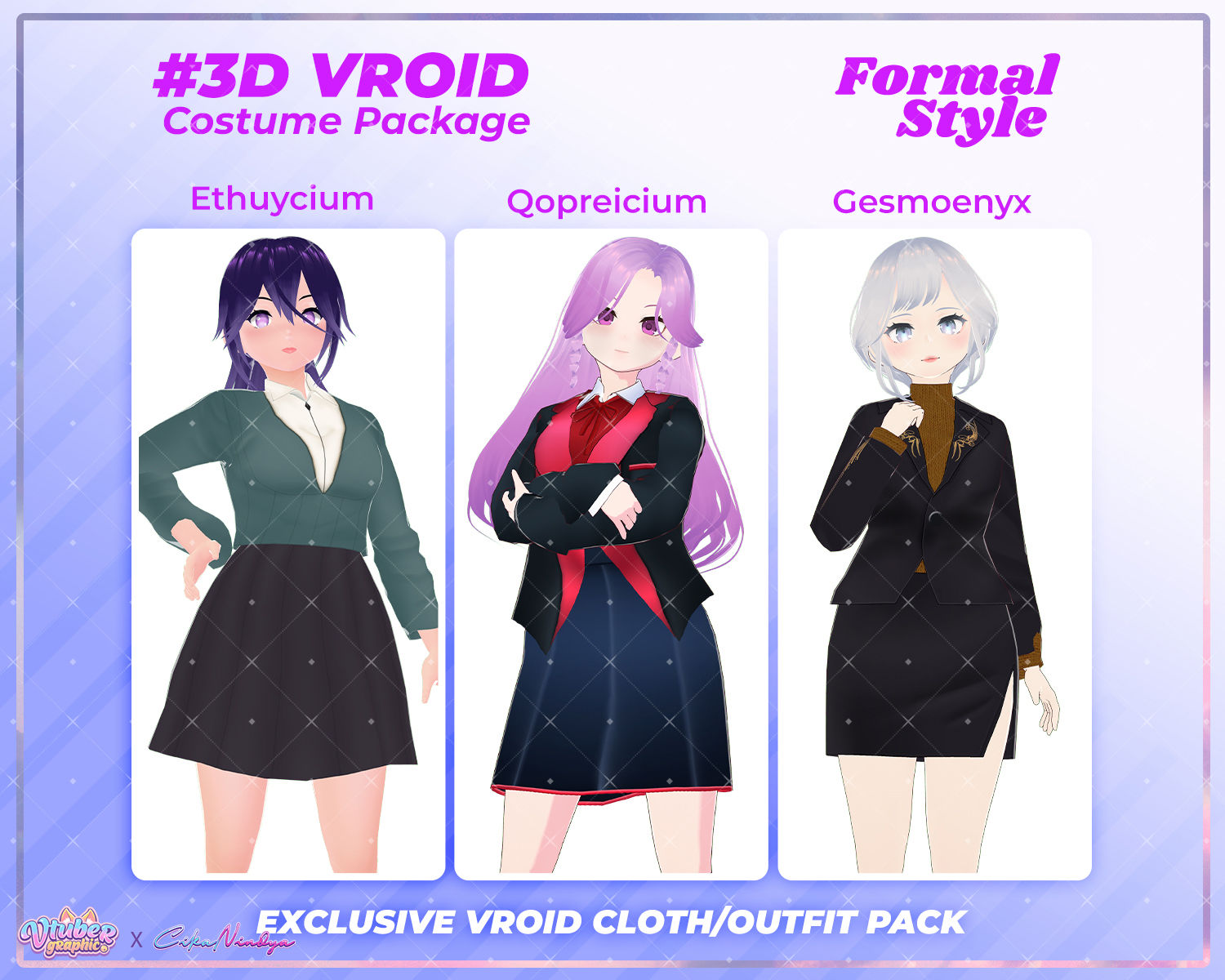 3D VRoid Clothes Pack: The Grand Ball - Sophisticated Formal Girl Attire
