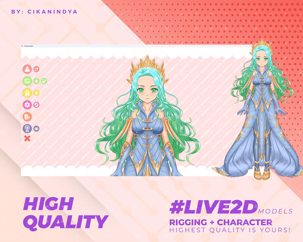 縮圖：Princess with Tosca Hair Live2D VTuber Model - Regal Elegance for Streamers