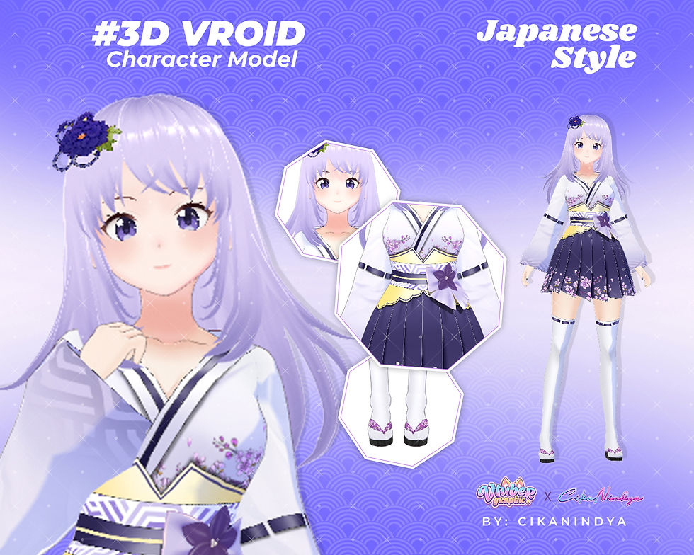 3D Vroid Model Nekofara Anime Girl Avatar for VTuber Streaming