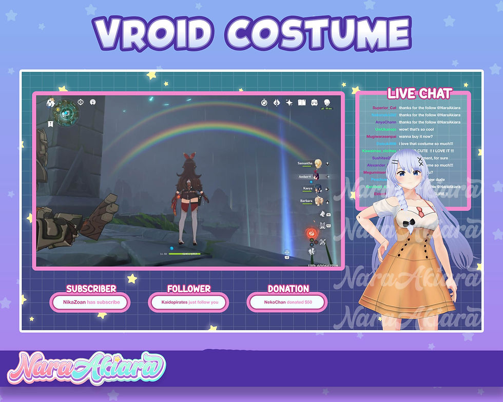 Thumbnail: Elegant 3D Vroid Costume White Off-Shoulder Dresses for Your Vtuber Stream