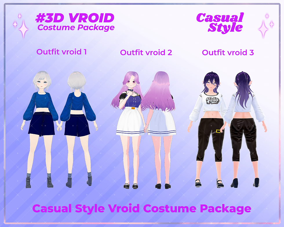 Thumbnail: Fresh 3D VRoid Casual Outfit Set for Creative VTuber Characters