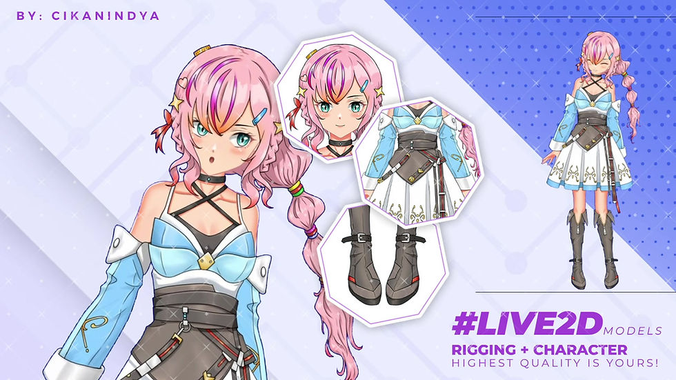 섬네일: Live2D VTuber Model: Unique Pink-Haired Girl for Streamers