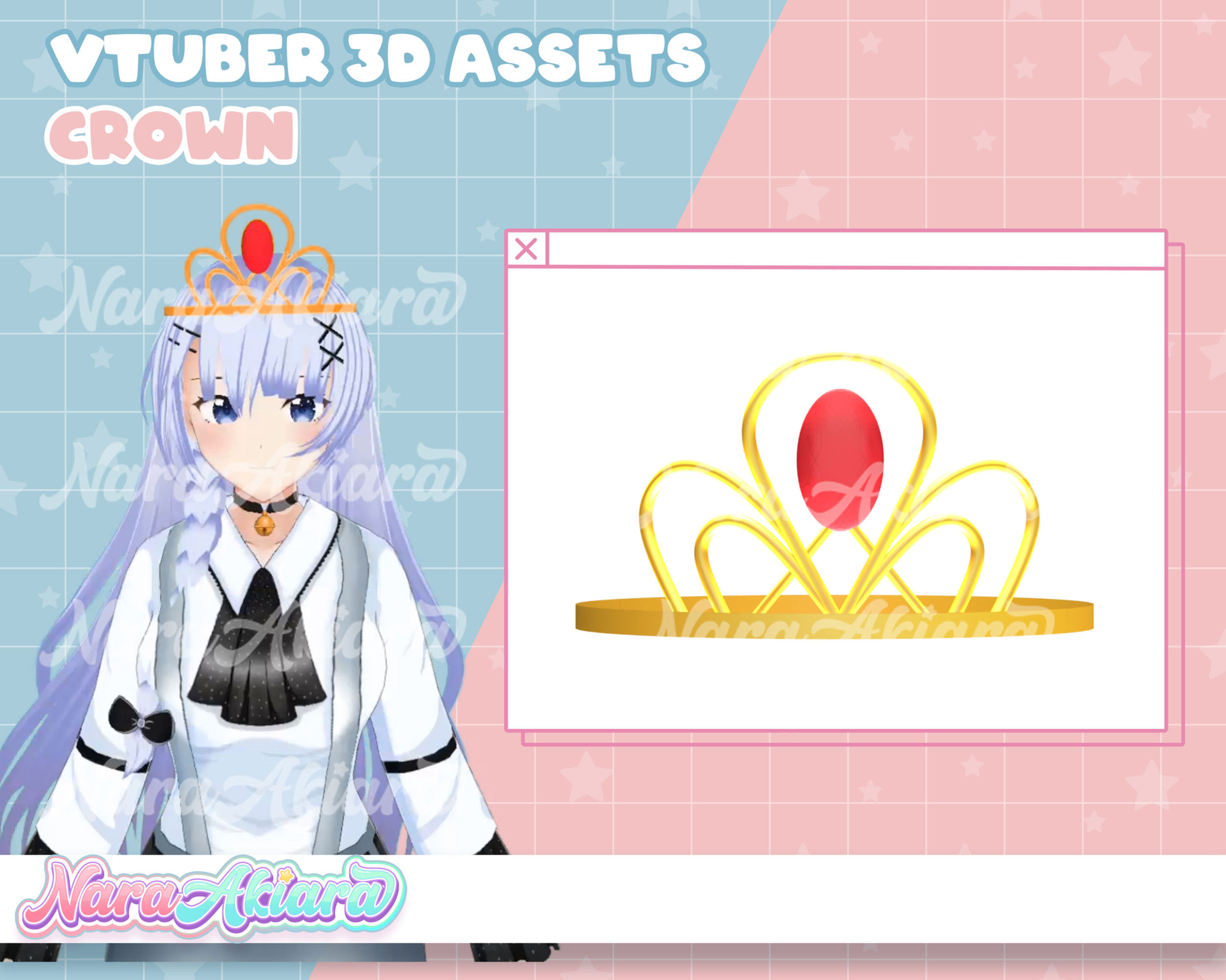 Realm of Splendor with Perfect 3D Crown Asset Your VTuber brilliance