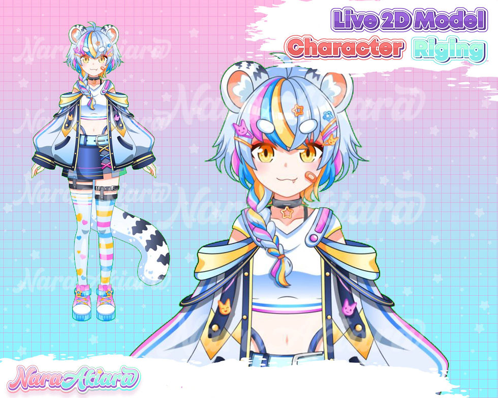 サムネイル： Vibrant Colorful Cat Girl Anime VTuber Models: Experience the Spectrum of Live2D