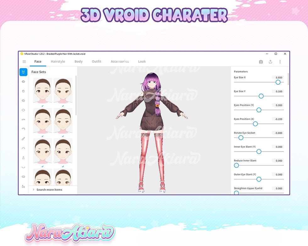 Thumbnail: Immerse Yourself in 3D Vroid Model Showcasing a Braided Purple Hair With Jacket