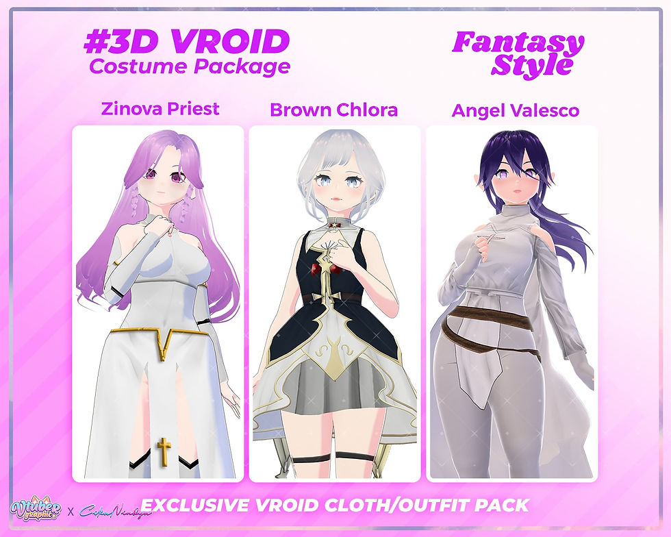 Complete 3D VRoid Fantasy Outfit Set for Magical Character Styling