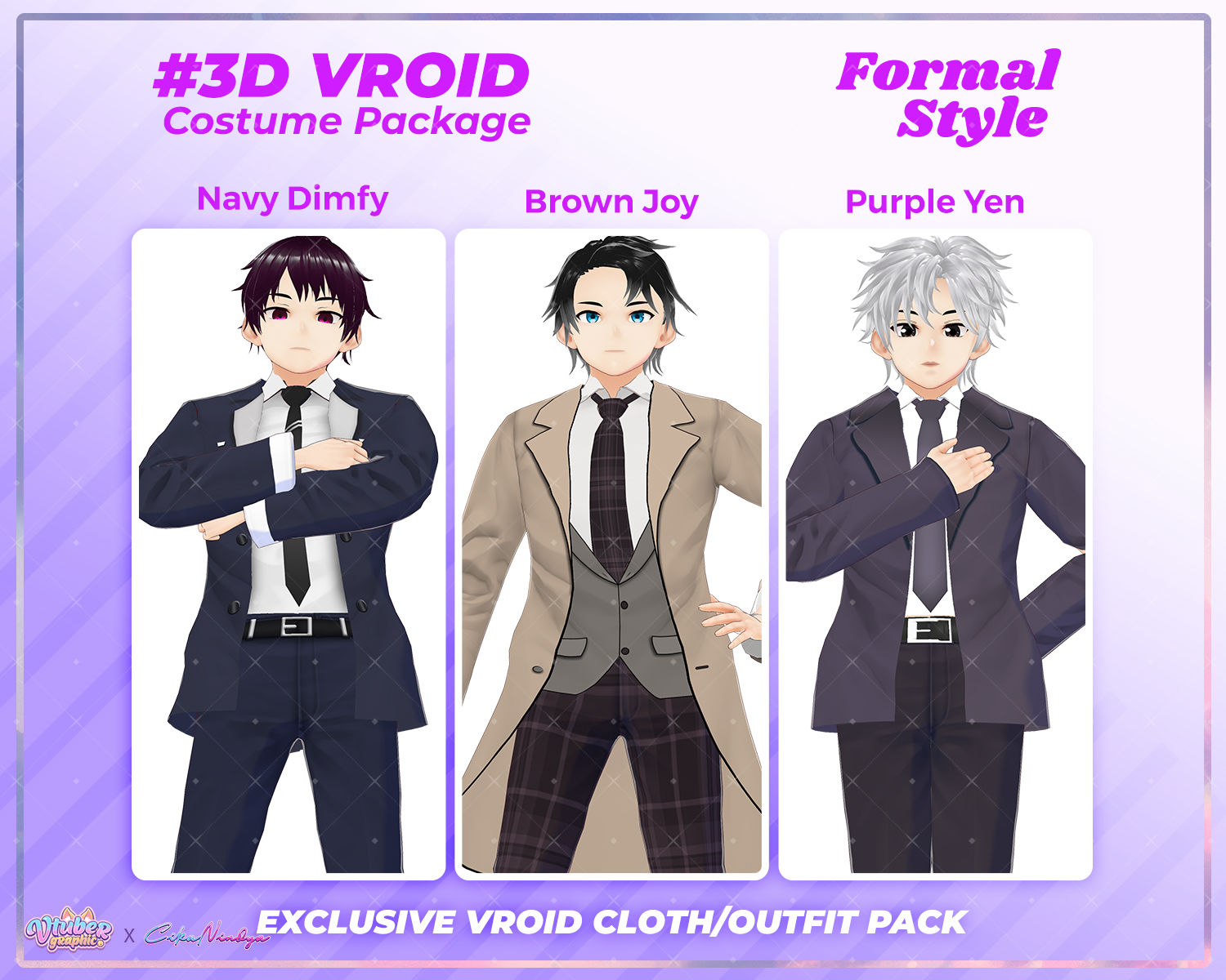 Stylish 3D VRoid Formal Outfit Male Set for VTuber Model Customization
