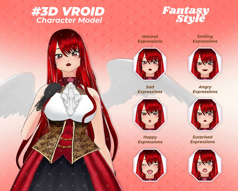 섬네일: 3D VTuber Model Angellia Fantasy Red Dress Anime Girl for Virtual Creators