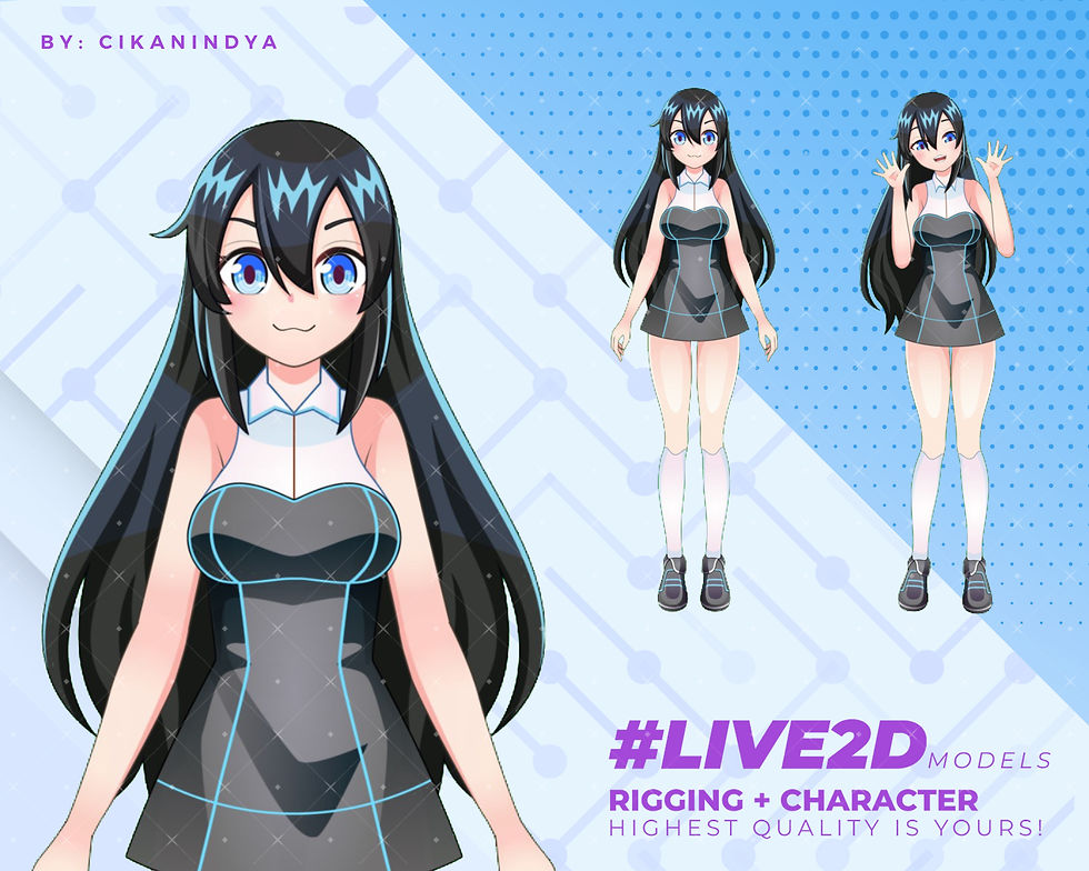 Thumbnail: Gothic Blue Anime Girl Live2D Model - Perfect for Streamers