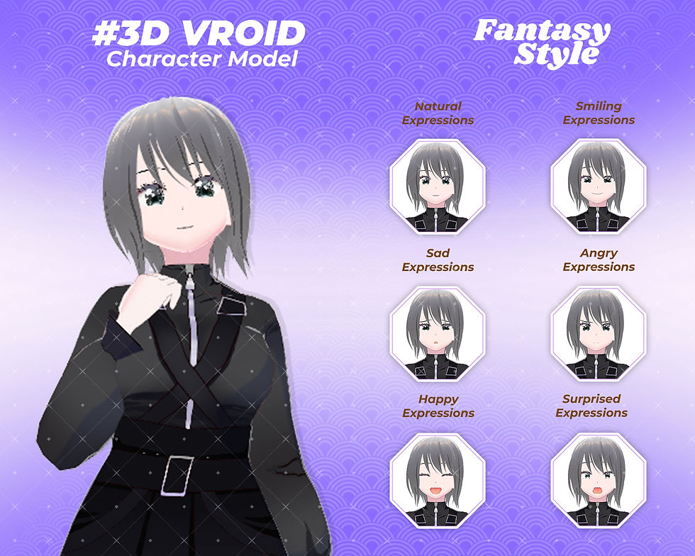 Thumbnail: Style 3D VRoid Model Anime Girl Emo with Dark Fantasy Outfit for Streaming
