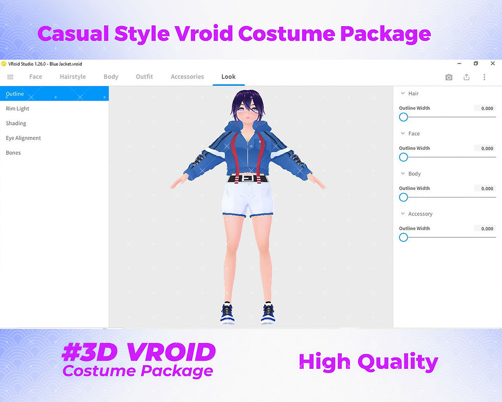 縮圖：Chic Casual Girl Outfit Pack to Upgrade Your 3D VRoid Model Wardrobe