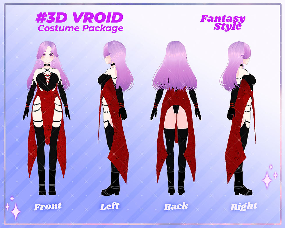Thumbnail: 3D VRoid Clothes Pack Red Fantasy Dress for Magical Looks