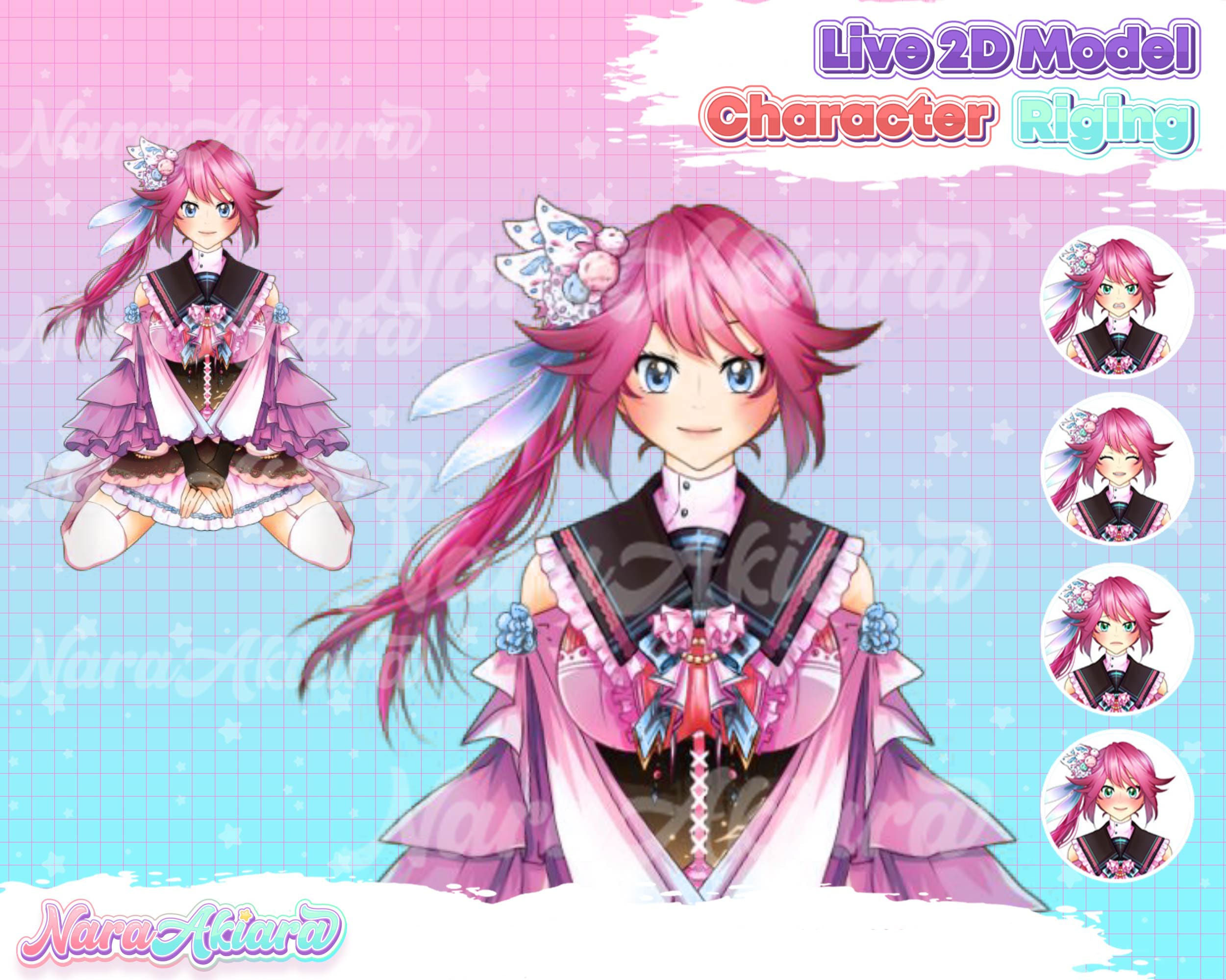 Enchanting Vtuber Live2d Anime Pink Hair Sit Down Girl Captivates Viewers