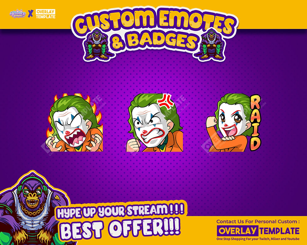 Joker Raid & Angry Energetic Twitch Emotes to Hype Up Your Chat