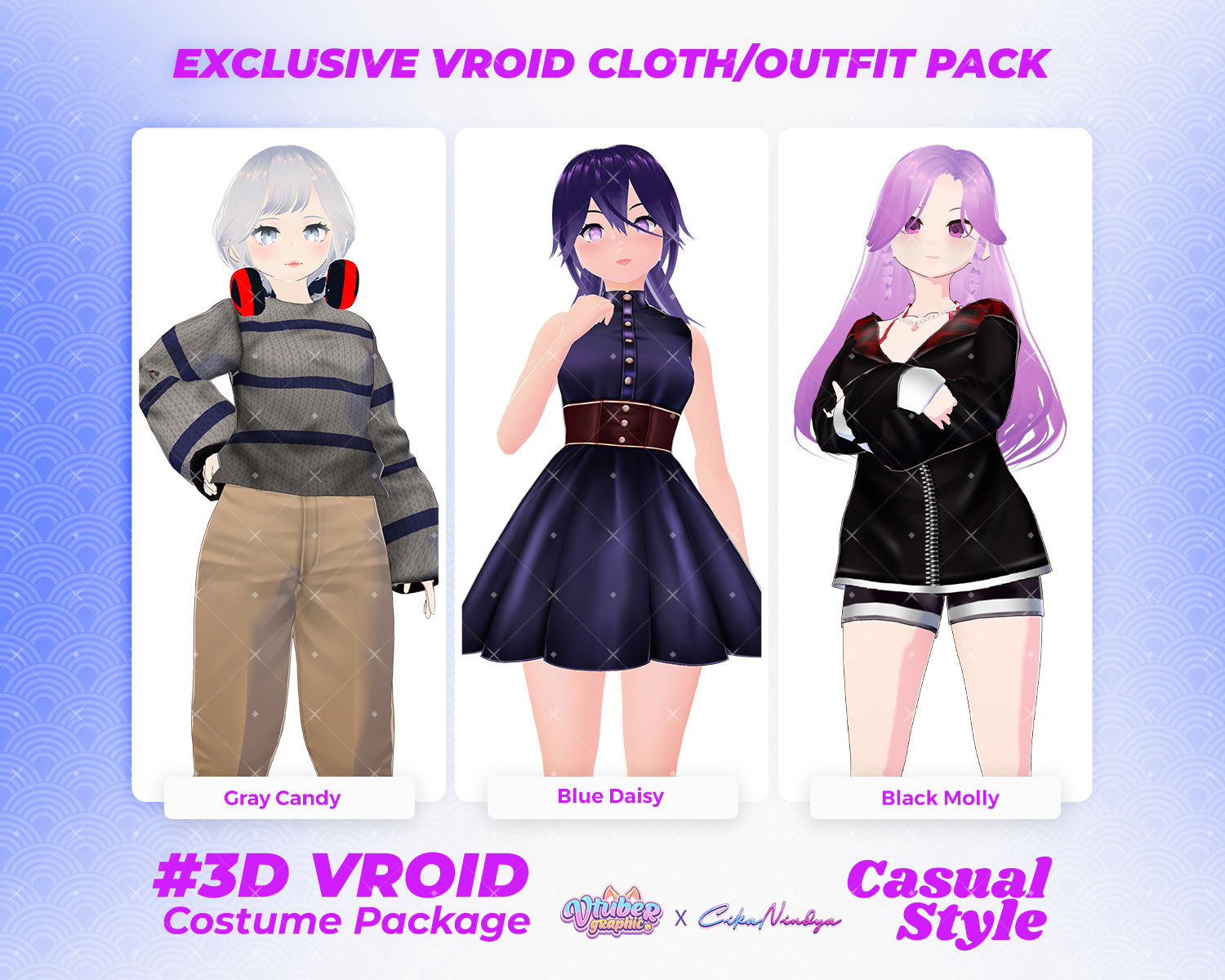 3D VRoid Clothes Pack The Comfy Streamer Girl's Go-To Attire