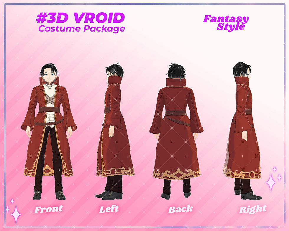 縮圖：3D VRoid Clothes Pack: The Grand Mage - Powerful Male Fantasy Robes