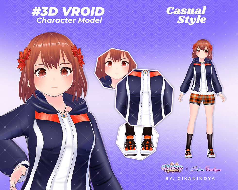 Meiyun Sasikizu 3D Vroid Model - Anime Character Avatar for Content Creators