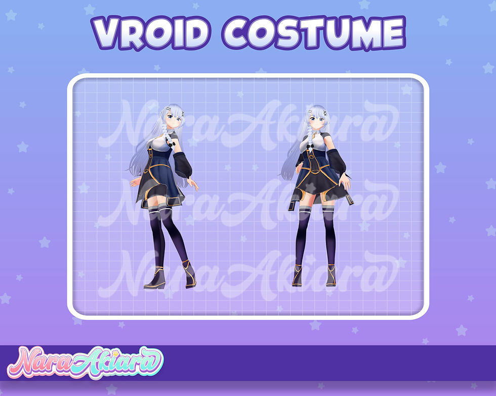 Thumbnail: Enchanted Midnight with Dark Blue Fantasy Mini Dress for VRoid Avatars