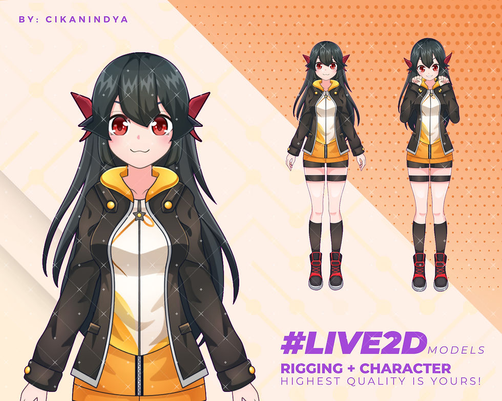 Thumbnail: Virtual Stream: Live2D VTuber Model with Black & Yellow Anime Jacket