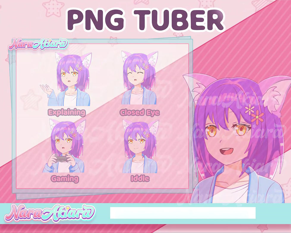 サムネイル： Rock Your Live Streams with the Whimsical and Captivating PNG Tuber Purple Hair
