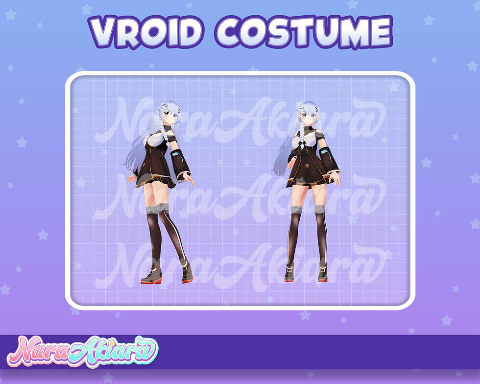 縮圖：Unleash Your Avatar's Style with the 3D Vroid with Dark Brown off Shoulder Dress