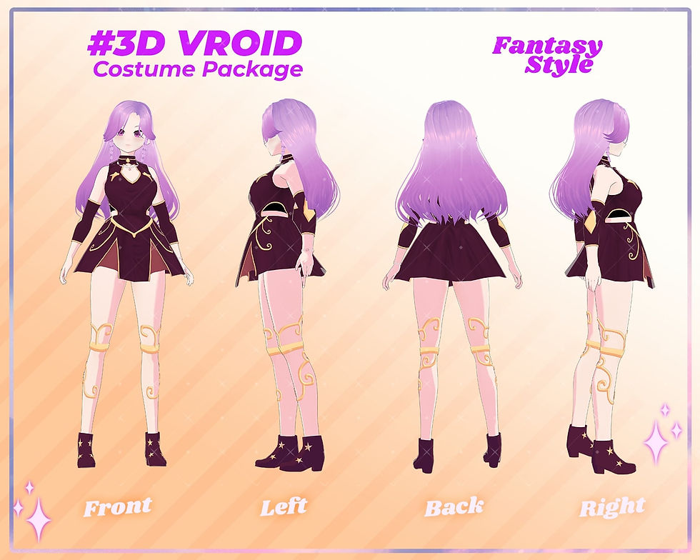 Thumbnail: 3D VRoid Clothes Pack: Whispers of Magic, A Mystical Sorceress Robe Set