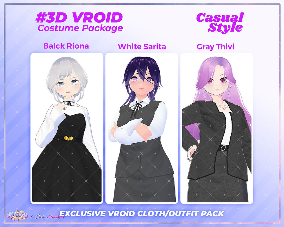 Formal Grey Dress 3D VRoid Clothes Pack for Sophisticated Characters