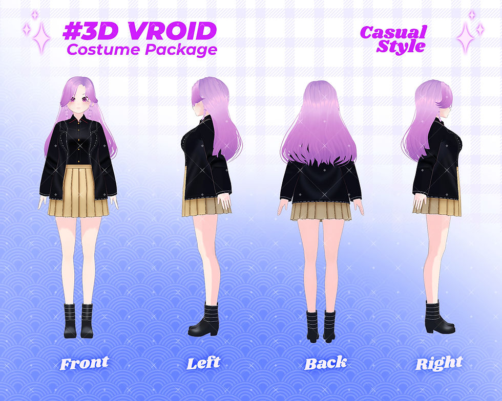Thumbnail: The Campus Star 3D VRoid Clothes Pack - Trendy Casual Girl Outfit