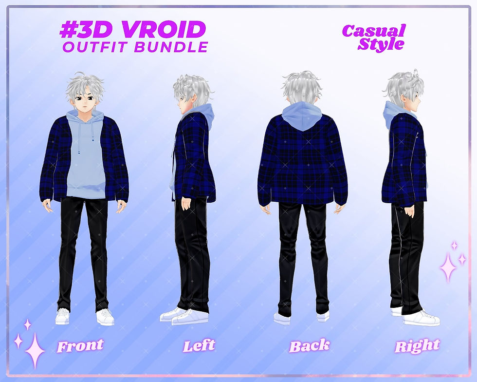 縮圖：Essential 3D VRoid Casual Outfit Male Bundle for Avatars and Streamers