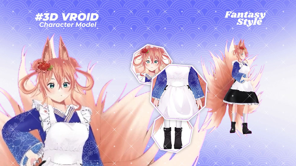 Thumbnail: 3D VRoid Model Fantasy Fox with Cute Animal Ears and Magical Outfit for Stream