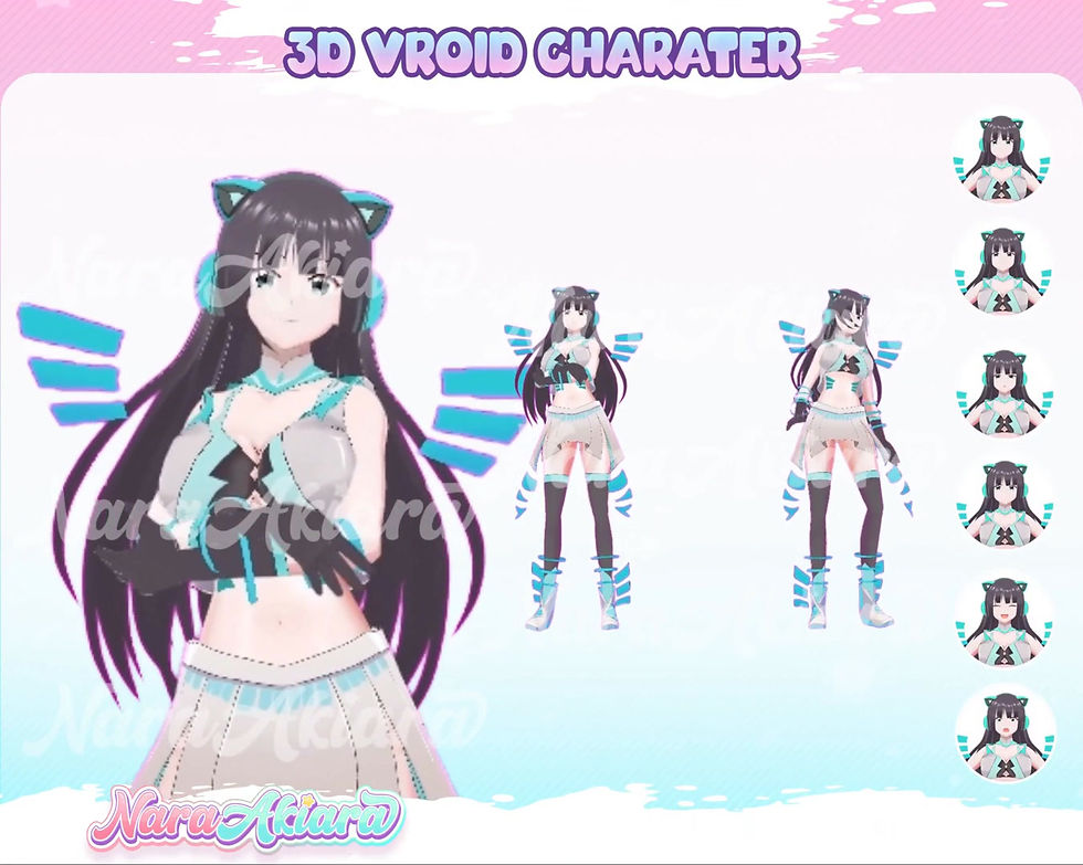縮圖：Illuminate Your Streams with a Mesmerizing Blue Wing Cyborg Anime Girl 3D Vroid