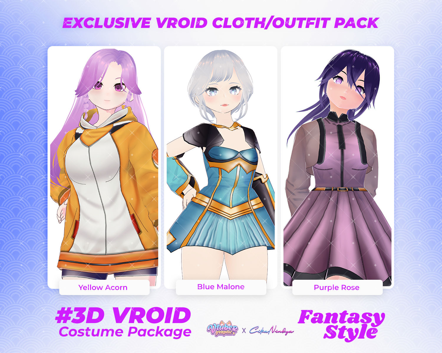 Enchanting Fantasy Girl Outfit Pack for 3D VRoid Model Avatars