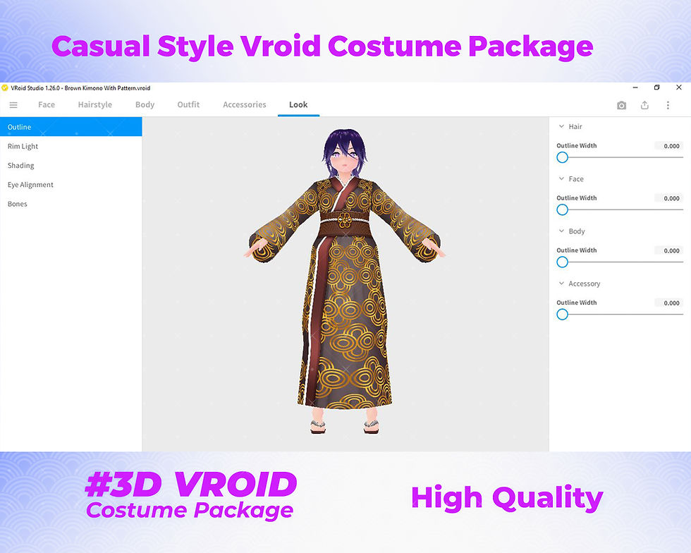 サムネイル： 3D VRoid Clothes Pack Girl's Retro Vibe Denim Casual Wardrobe