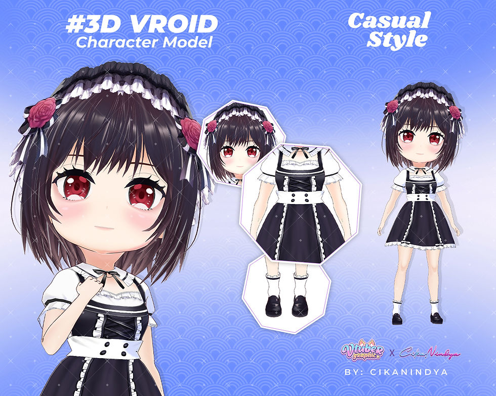 3D Vroid Model Yuko Hyuga Stylish Anime Girl for VTuber Streaming