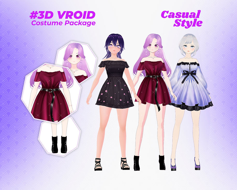섬네일: Comfy Casual Girl Clothes Pack for 3D VRoid Models – Sweet Virtual Fashion Vibe