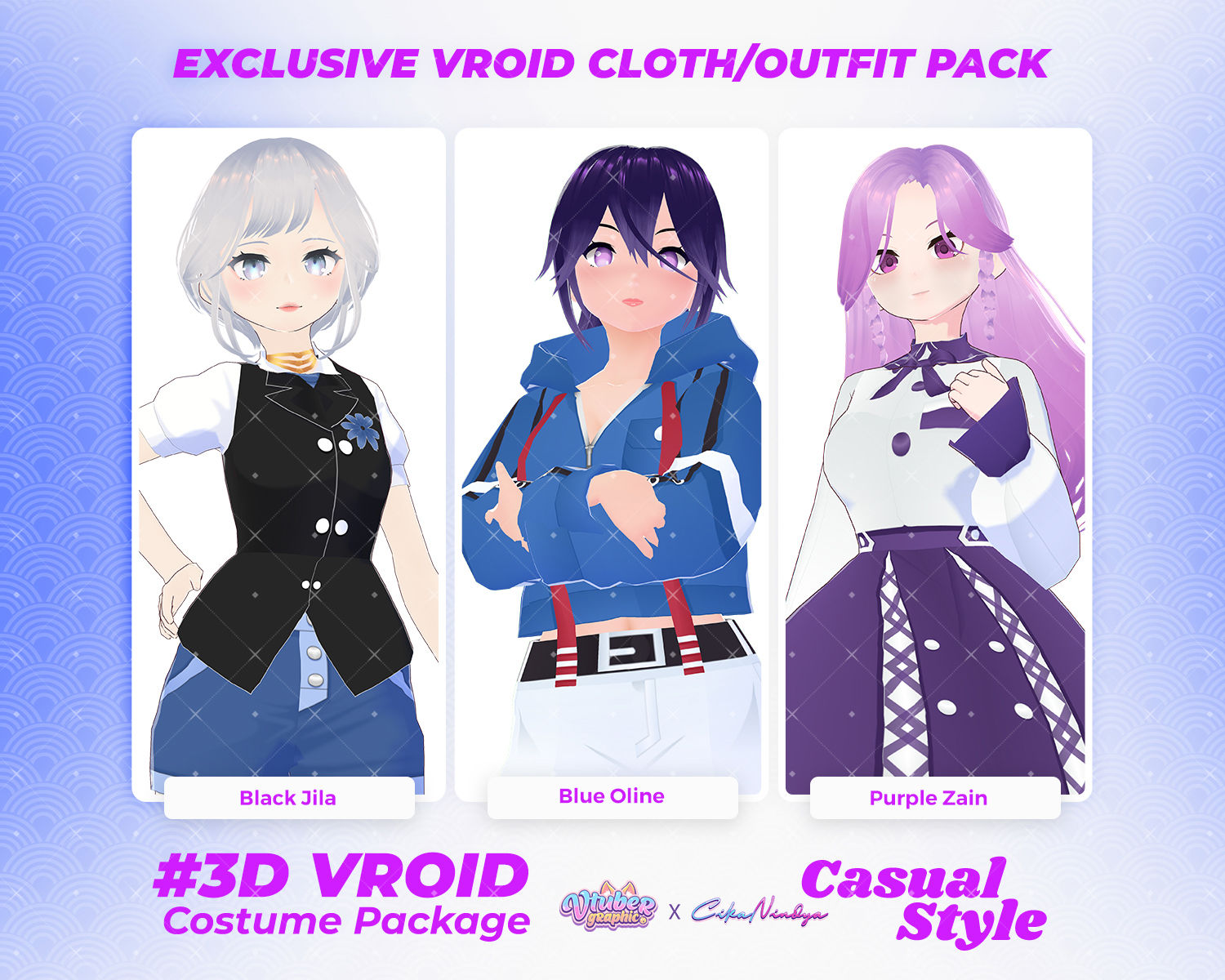 Chic Casual Girl Outfit Pack to Upgrade Your 3D VRoid Model Wardrobe