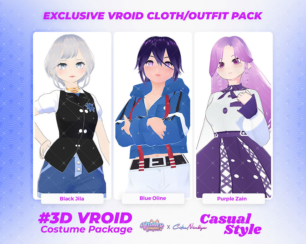 Chic Casual Girl Outfit Pack to Upgrade Your 3D VRoid Model Wardrobe