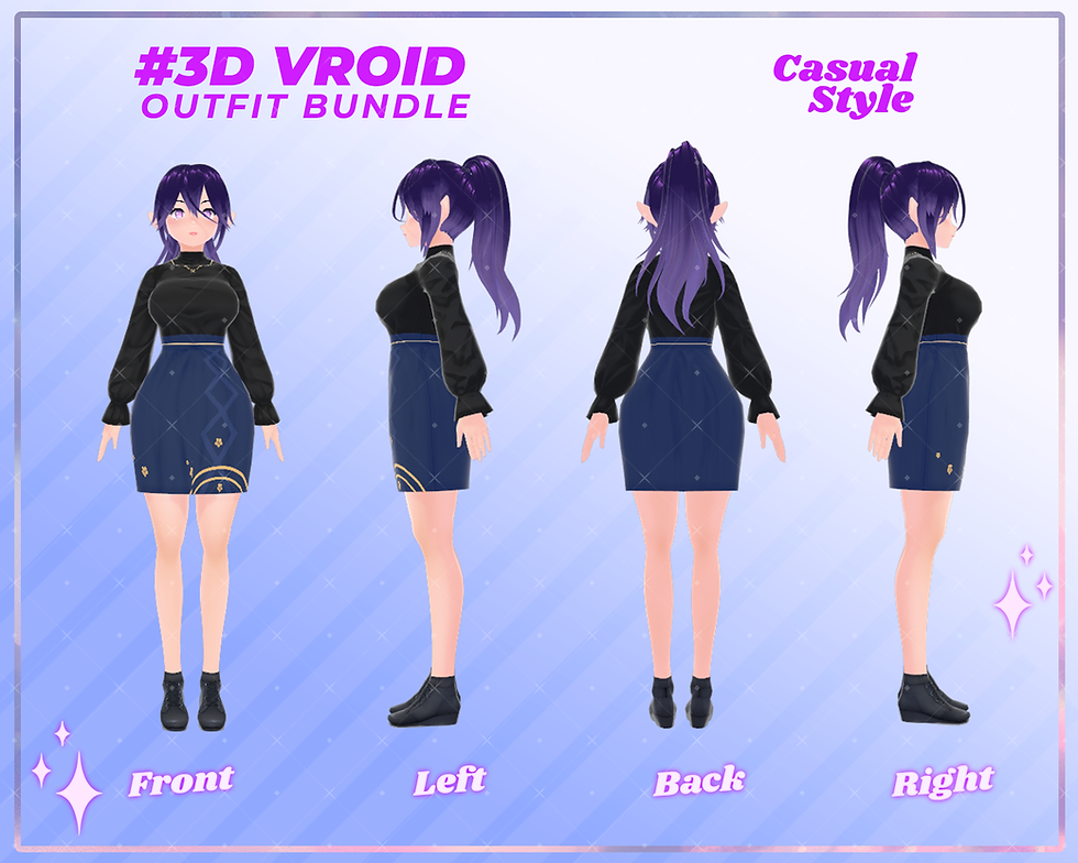 サムネイル： 3D VRoid Clothes Pack: The Comfy Vlogger - Casual Girl Outfit for Daily Streams