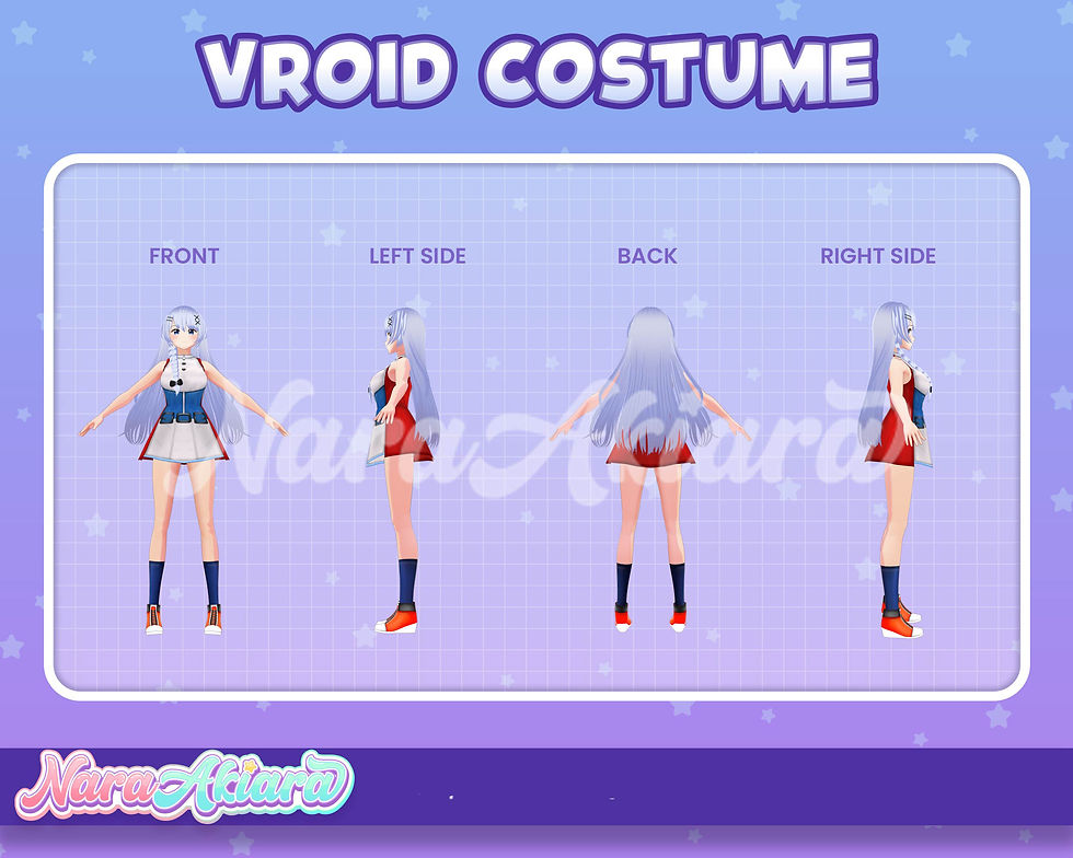 Thumbnail: 3D Vroid White and Blue High Neck Crop Top A Stylish Twist for Your Avatar