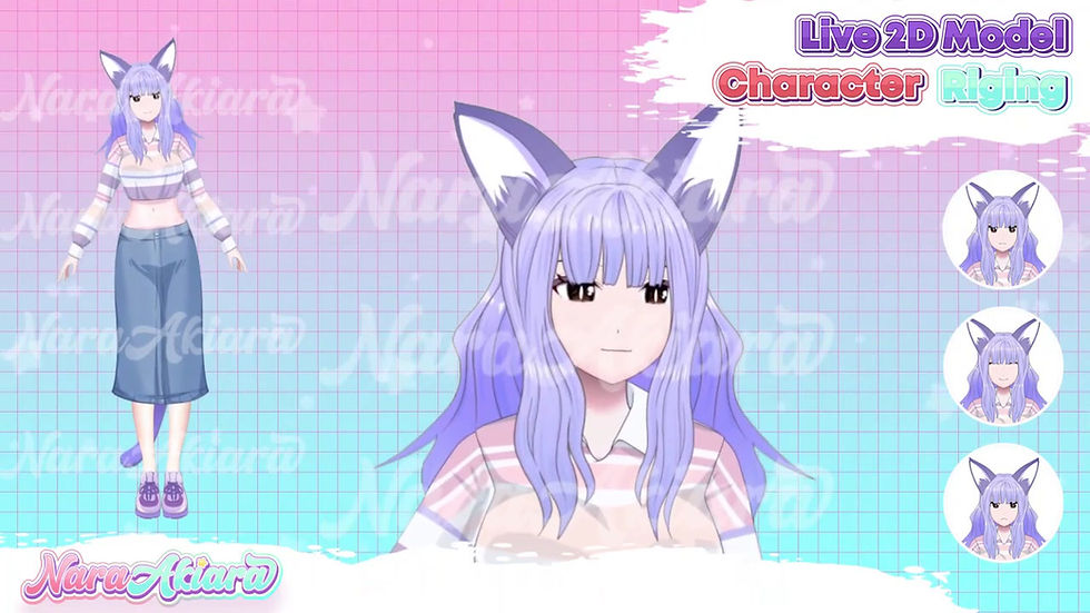 縮圖：Enchanting Vtuber Live2d Anime Blue Hair Cat Girl for Captivating Streams